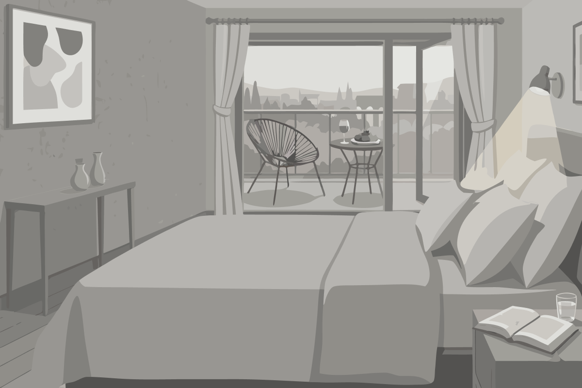 Suite con cama extragrande y vistas al mar